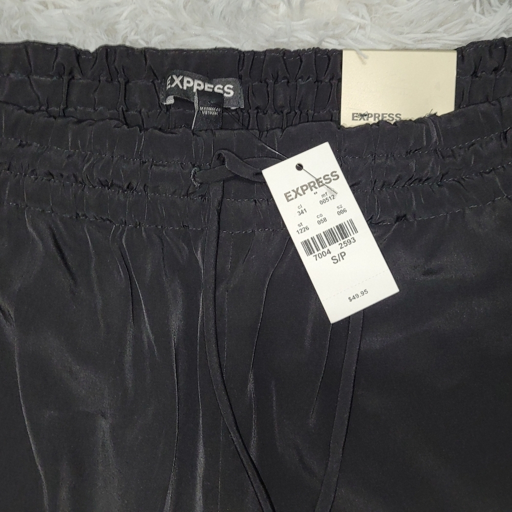 Express Black, Silky 2pc Lightweight Jogger Set w/Jacket & Pants, Size S - Picture 7 of 9